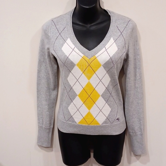 Esprit Lightweight Cotton Argyle V-Neck Sweater NEW- Sz. XS - Picture 14 of 14